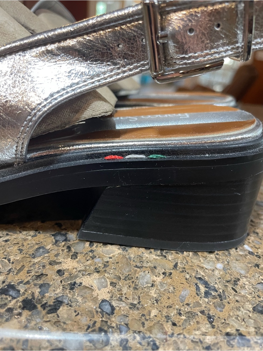 Franco Sarto Womens Giada Slingback Low Heel Loafers Metallic Silver Sz 9 Buckle - Picture 6 of 12